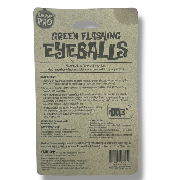 NEW‎ Pumpkin Pro Green Flashing Eyeballs Halloween Pumpkin Decoration - Picture 2 of 9